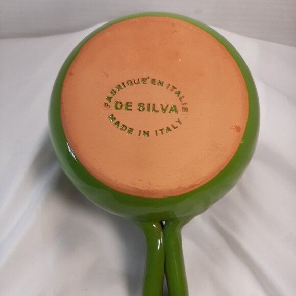 De Silva Terracotta Soup Bowl Baking Oven Dish w/ Handle Made in Italy Green 5" - Picture 4 of 9